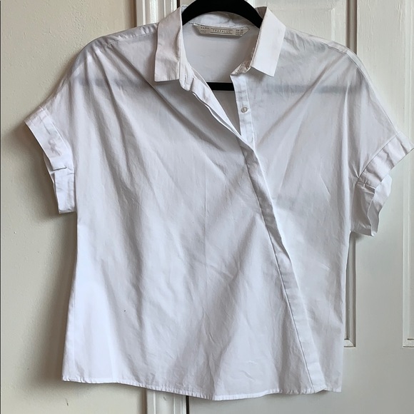 Zara diagonal button down white shirt - Picture 1 of 4
